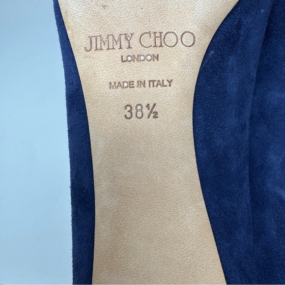 Jimmy Choo Romy 40mm Suede Pumps Navy Blue Heels Size 38.5 - Picture 11 of 12
